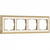 Рамка на 4 поста (золото/белый) WL77-Frame-04
