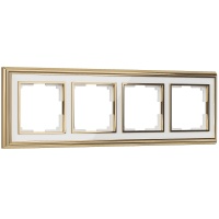 Рамка на 4 поста (золото/белый) WL17-Frame-04