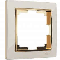 WL03-Frame-01-ivory-GD/ Электроустановочные изделия - Рамка на 1 пост (слоновая кость/золото)