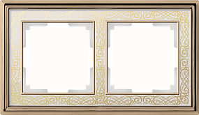 Рамка на 2 поста (золото/белый) WL77-Frame-02