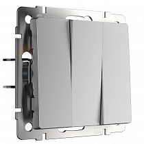 WL06-SW-3G/ Электроустановочные изделия - Выключатель трехклавишный  (серебряный)