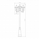 Уличный трехрожковый светильник на столбе IP44 Capella F/3 черное золото