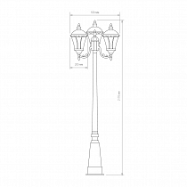 Уличный трехрожковый светильник на столбе IP44 Capella F/3 черное золото