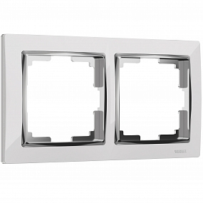 WL03-Frame-02-white / Электроустановочные изделия - Рамка на 2 поста (белый)